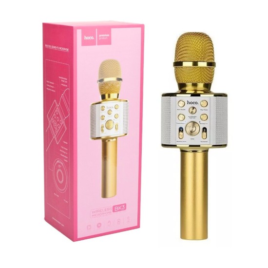 Hoco Karaoke Microphone BK3 Cool Sound with KTV Reverberation Effect 1800mAh Gold